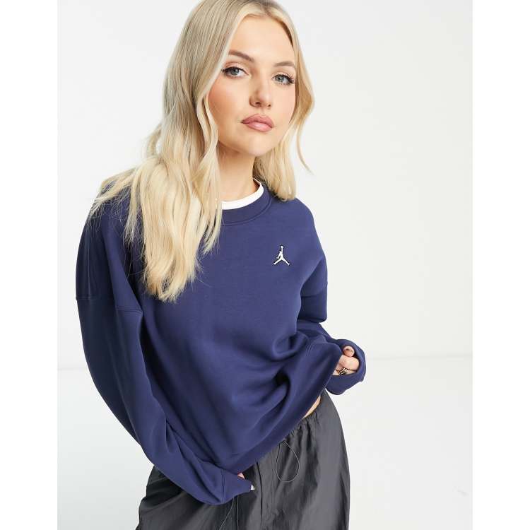 Nike Jordan Brooklyn fleece crew neck sweatshirt in navy | ASOS