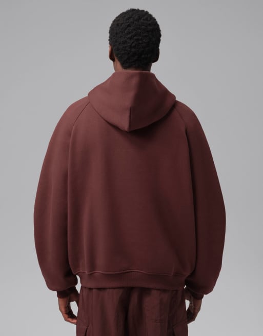 Nike Jordan Brooklyn oversized fleece hoodie in bruin, 2 van 4