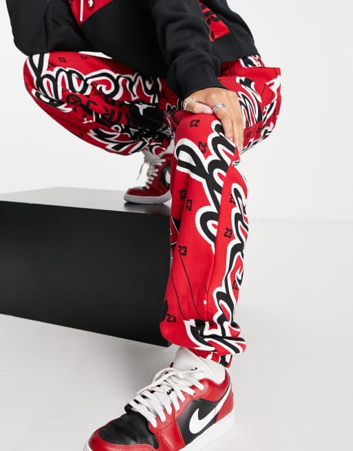 Red and black jordan sweatpants online