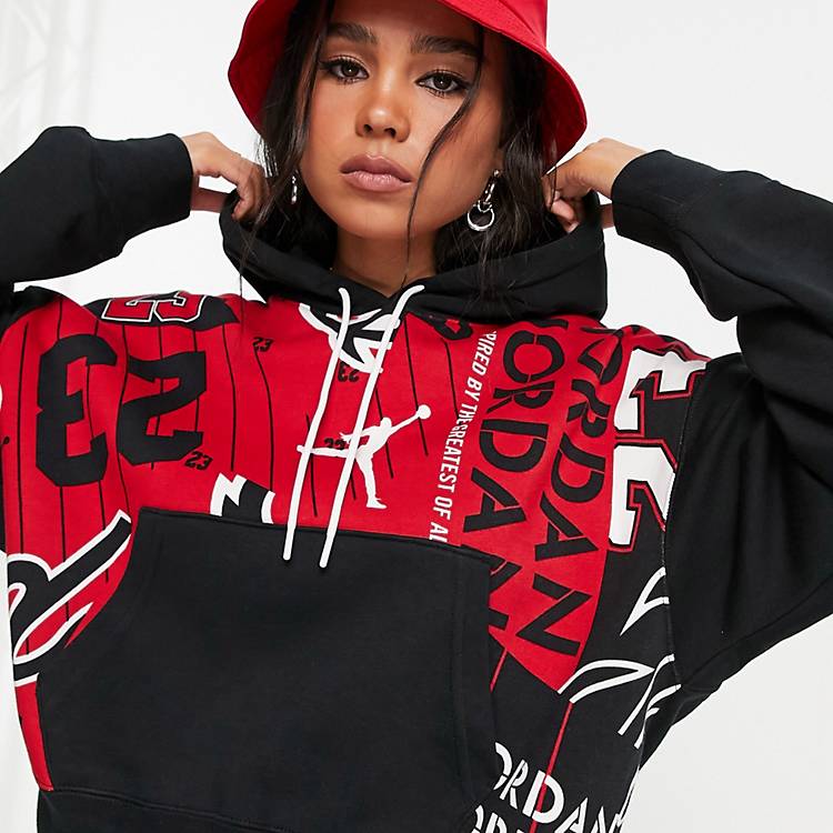 Hotel Farmakologi kanal Nike Jordan Core Essentials all over print fleece hoodie in black/red | ASOS