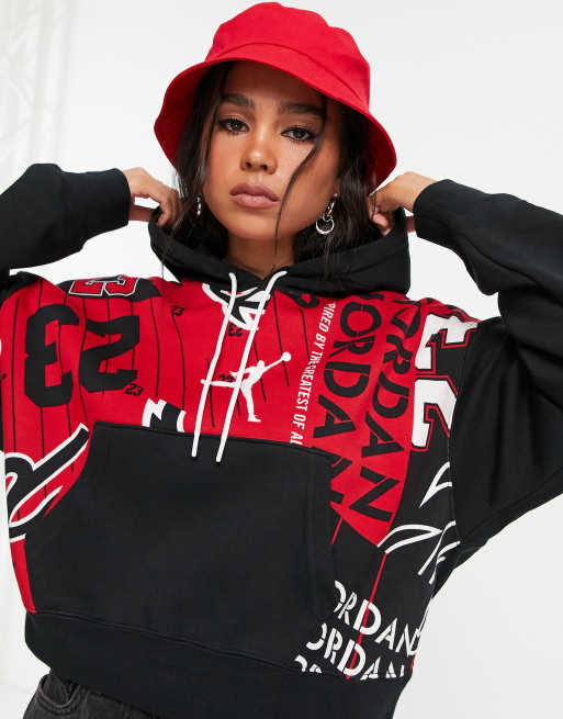 Black white red discount hoodie