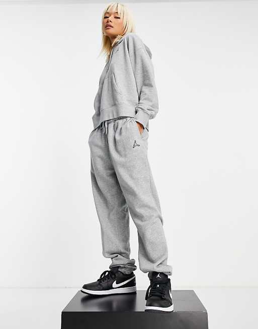 Nike Jordan Essentials cuffed fleece sweatpants in gray heather - gray | ASOS