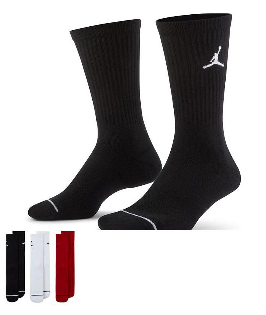 Nike Jordan Everyday Max 3 pack socks in black/white/red