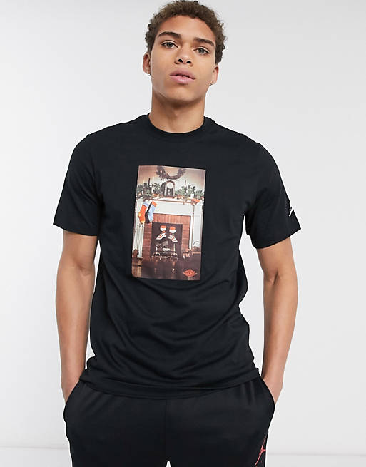 Nike Jordan fireplace print t-shirt in black | ASOS