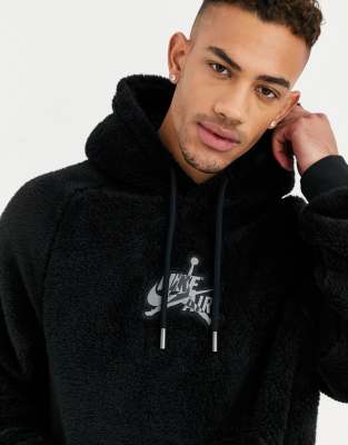 nike jordan fleece hoodie with chest logo in black