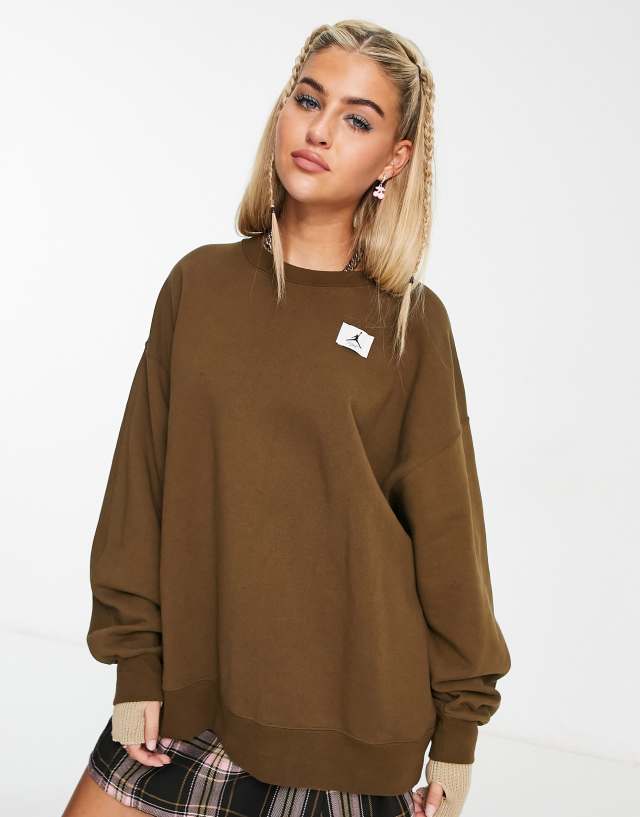 Nike Jordan Flight crew neck sweatshirt in light olive