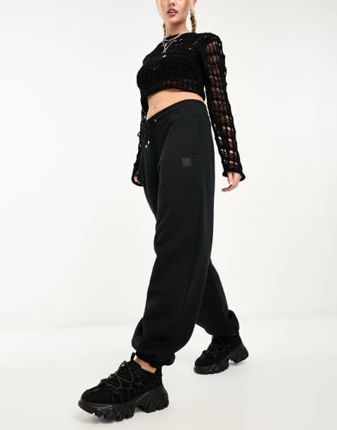 Jordan Flight fleece wide leg sweatpants in black