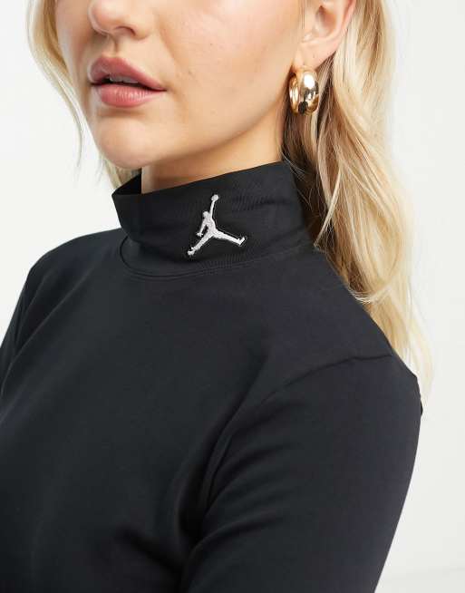 Nike Jordan Flight mock-neck long sleeve top in black