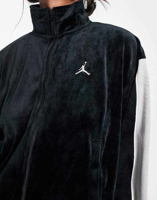 Nike Jordan Flight velour jacket in black and gray