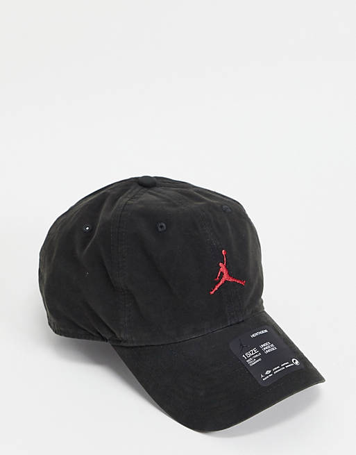  Caps & Hats/Nike Jordan H86 Jumpman logo washed cotton cap in black and red 