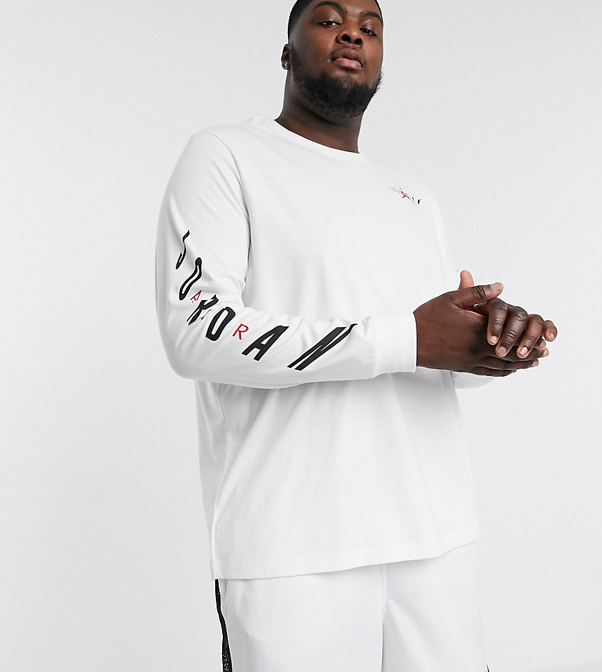Nike — Jordan — Hvid T-shirt med lange ærmer og Plus Jumpman-logo