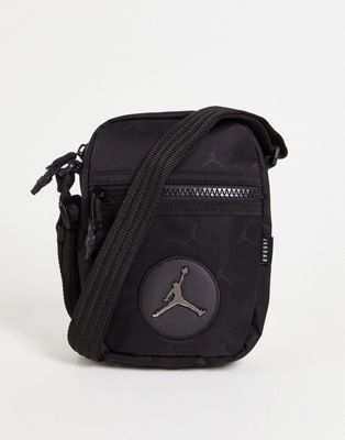 Nike Jordan Jacquard logo flight bag in black