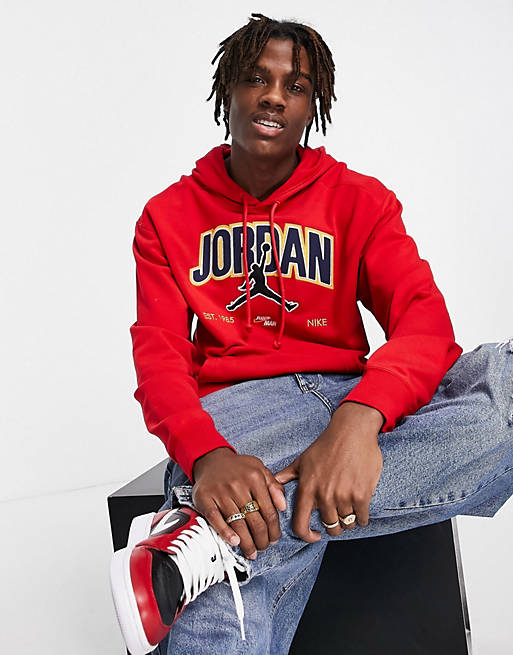 Nike Jordan Jumpan collegiate embroidered logo hoodie in red