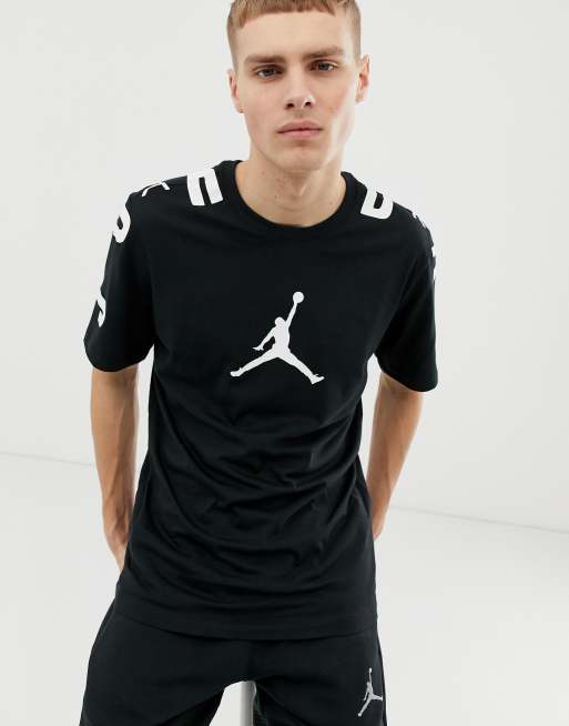 Nike Jordan Jumpan shoulder logo t-shirt in black | ASOS