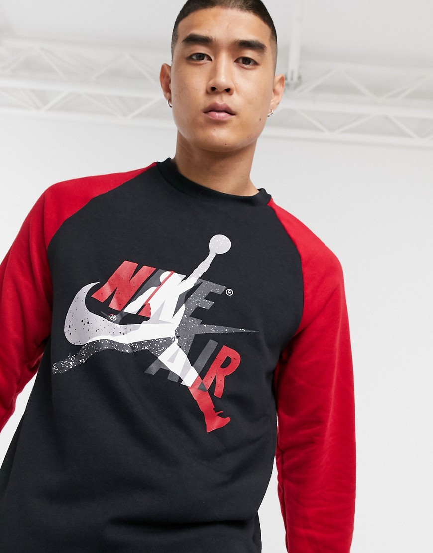 Nike Jordan - Jumpman Air - Felpa girocollo nera e rossa con logo-Nero
