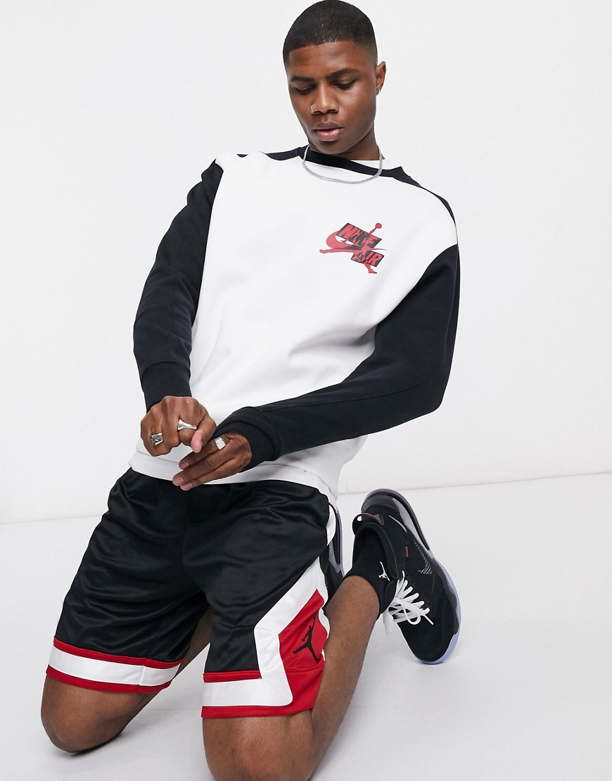 Nike - Jordan Jumpman Classics - Sweater met ronde hals in wit/zwart