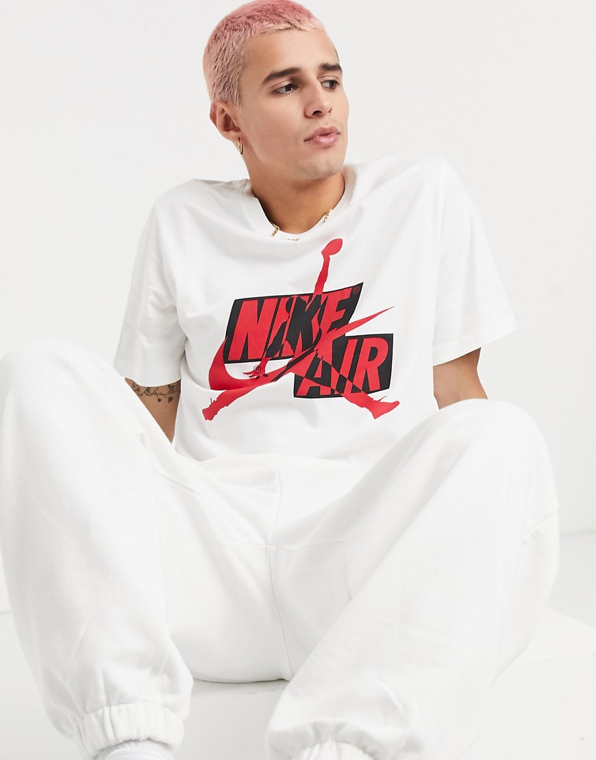 Nike - Jordan Jumpman Classics - T-shirt in wit/rood