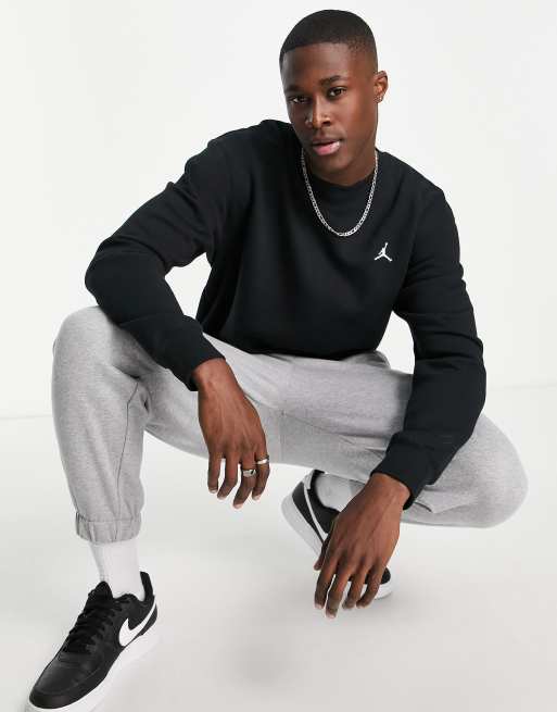 nike air jordan jumpman air graphic fleece crew black white