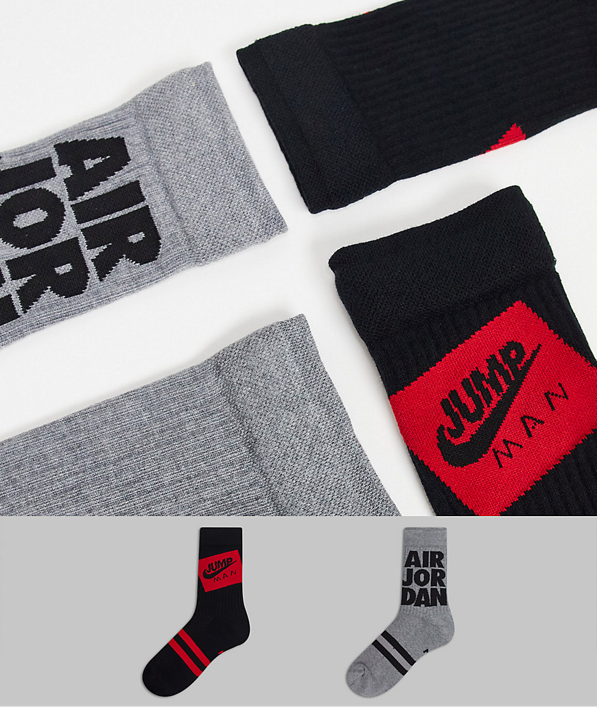 Nike Jordan Jumpman Legacy 2 pack socks in grey/red