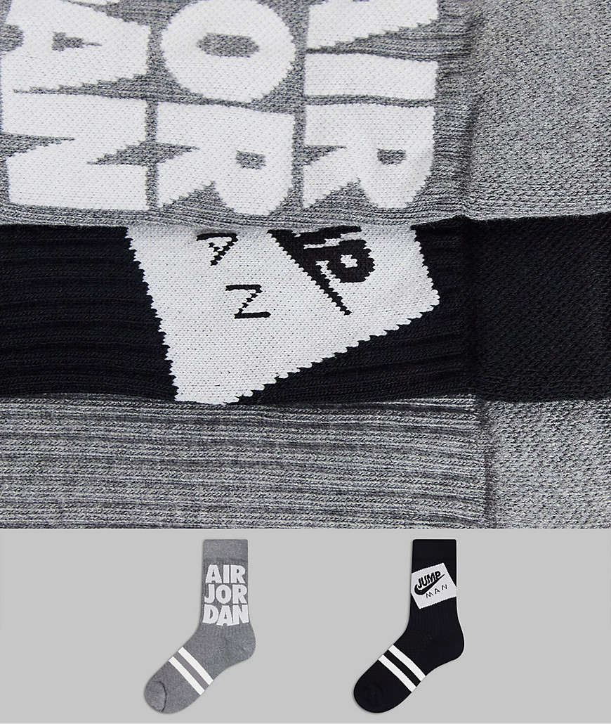 Nike - Jordan - Jumpman Legacy - Set van 2 paar sokken in grijs/wit