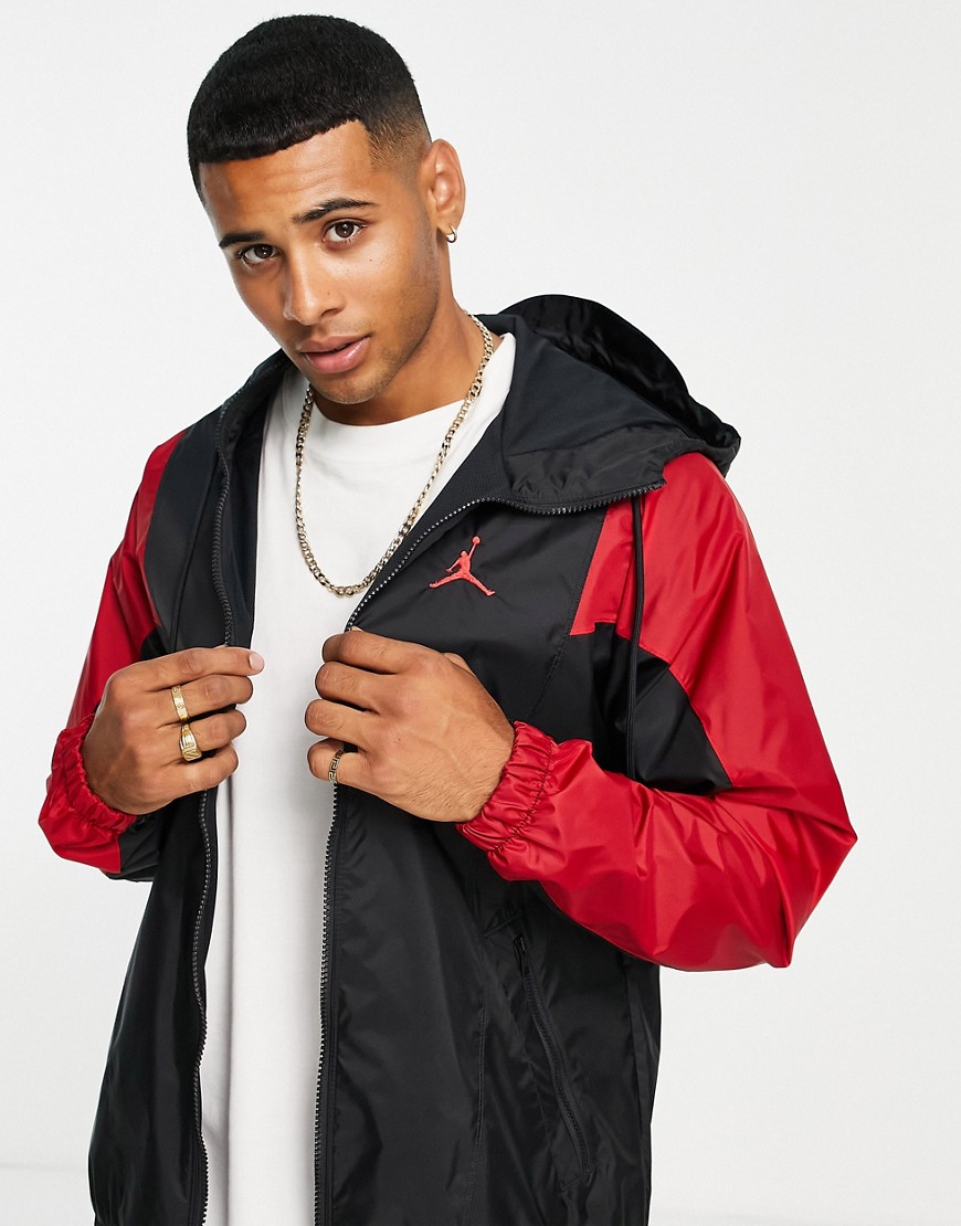 Nike Jordan Jumpman logo woven track jacket in black and red