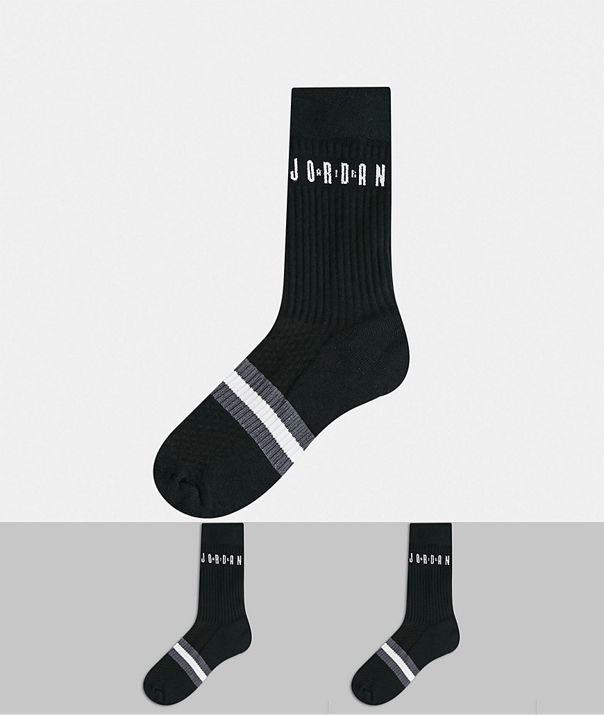 Nike Jordan Legacy logo 2 pack socks in black