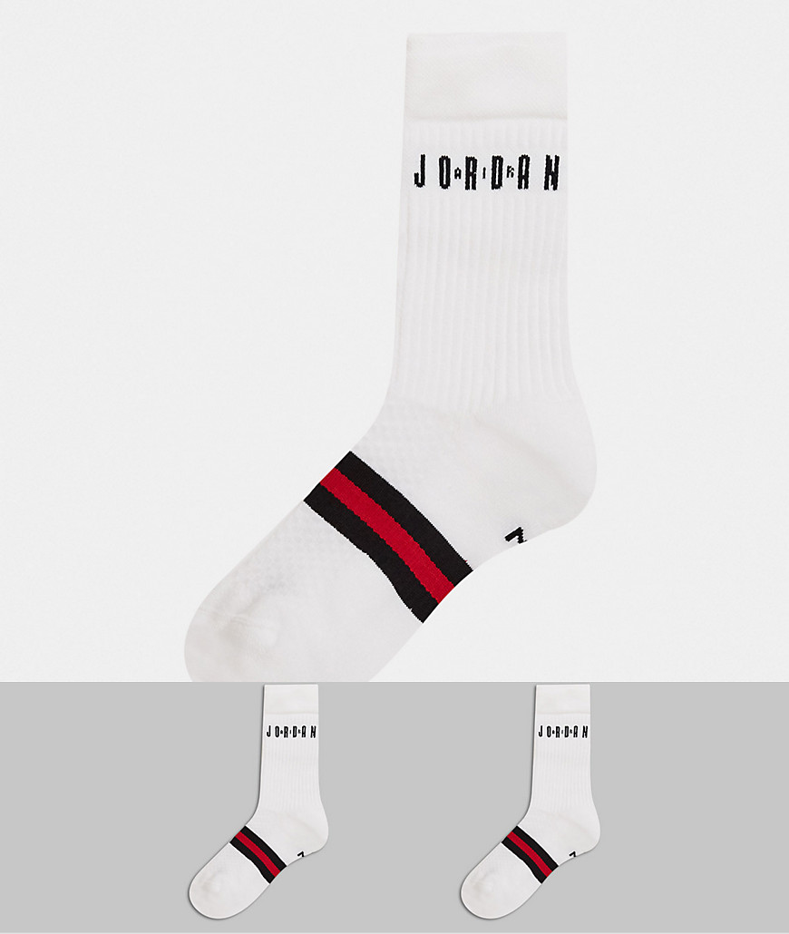 Nike Jordan Legacy logo 2 pack socks in white