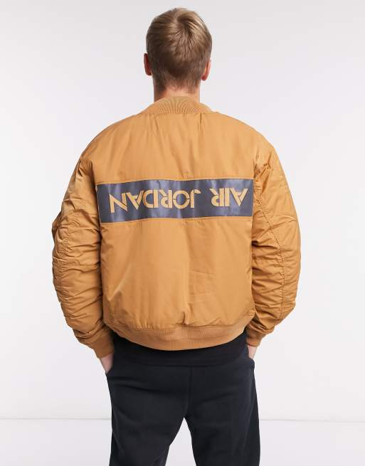 Nike Jordan Ma 1 Bomber Jacket With Reflective Details In Tan Asos