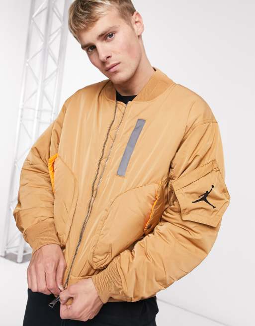 Nike Jordan Ma 1 Bomber Jacket With Reflective Details In Tan Asos