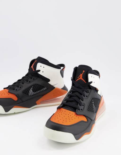 Nike Jordan Mars 270 mid trainers in black and orange