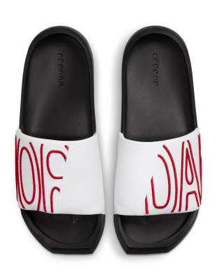 JORDAN NIKE JORDAN NOLA SLIDERS IN WHITE/GYM RED