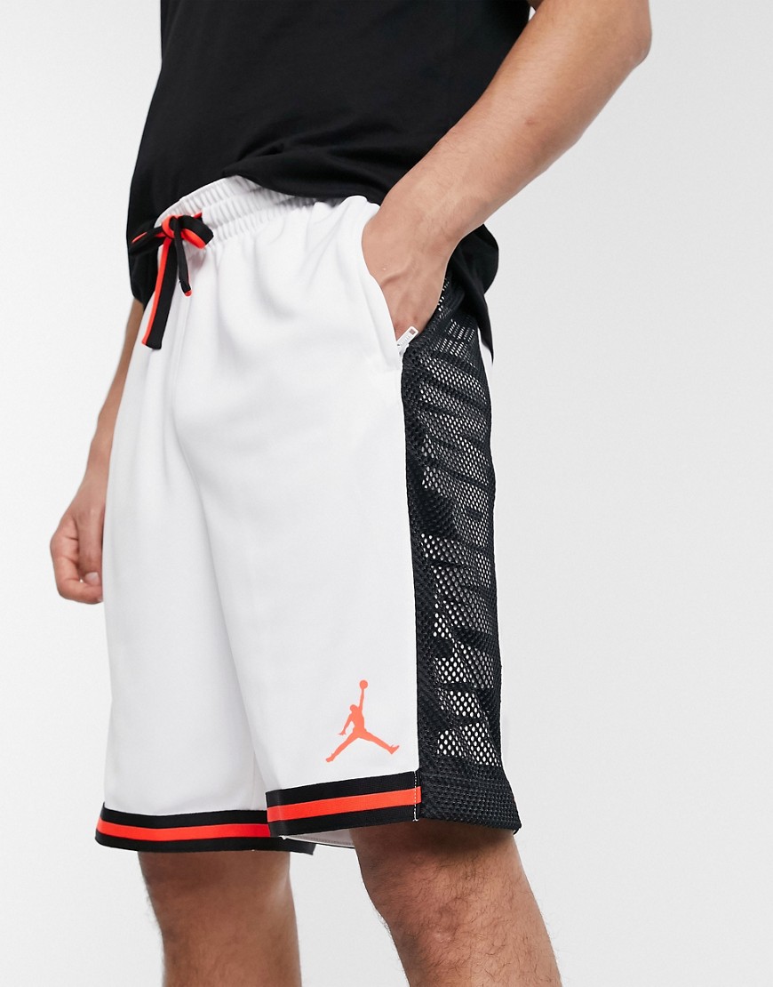 Nike - Jordan - Pantaloncini da basket bianchi con inserto a rete-Bianco