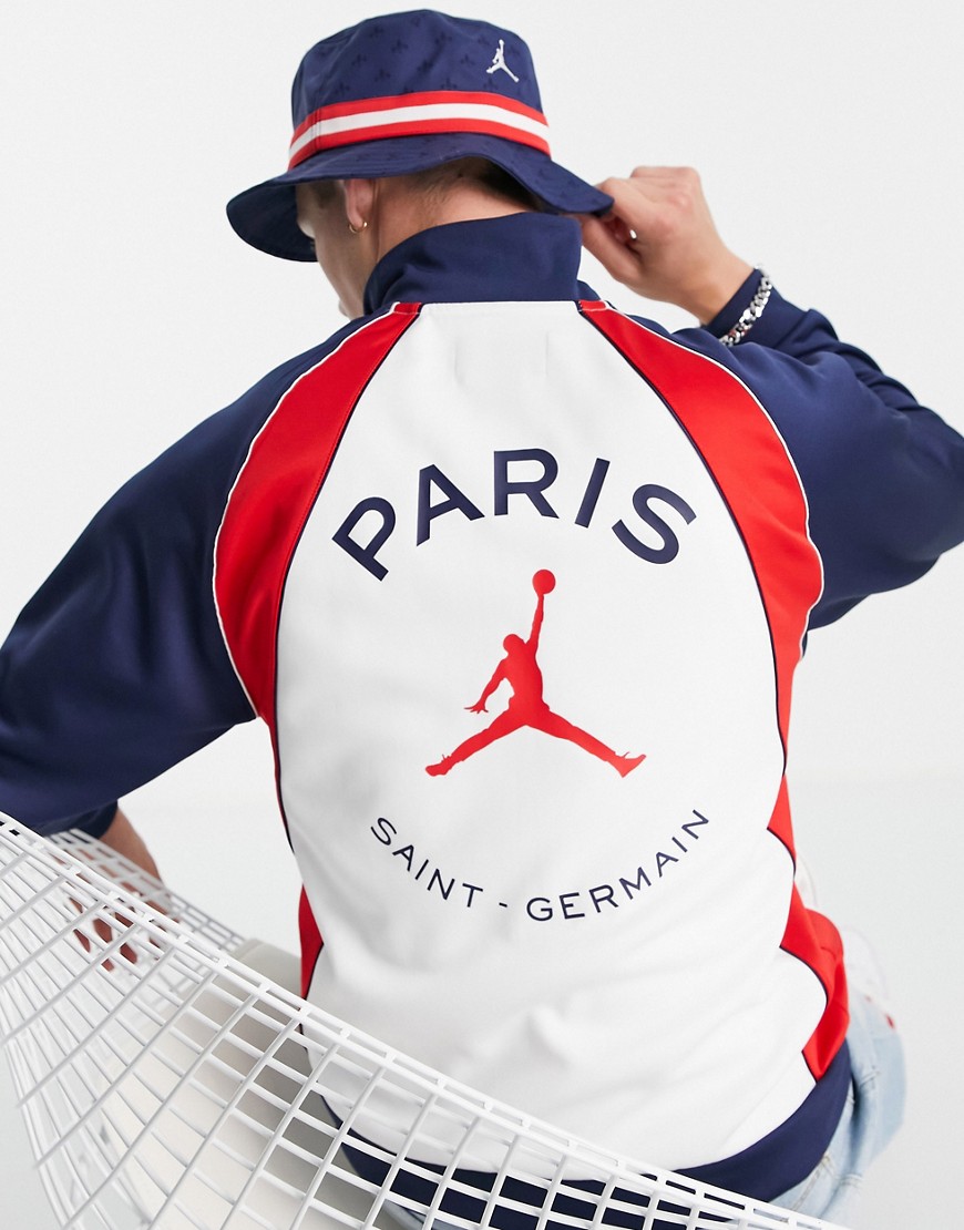 Nike Jordan Paris Saint-Germain track jacket in navy and white