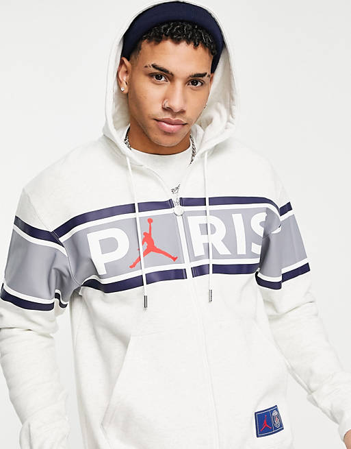 Nike Jordan Paris Saint-Germain zip up hoodie in white | ASOS