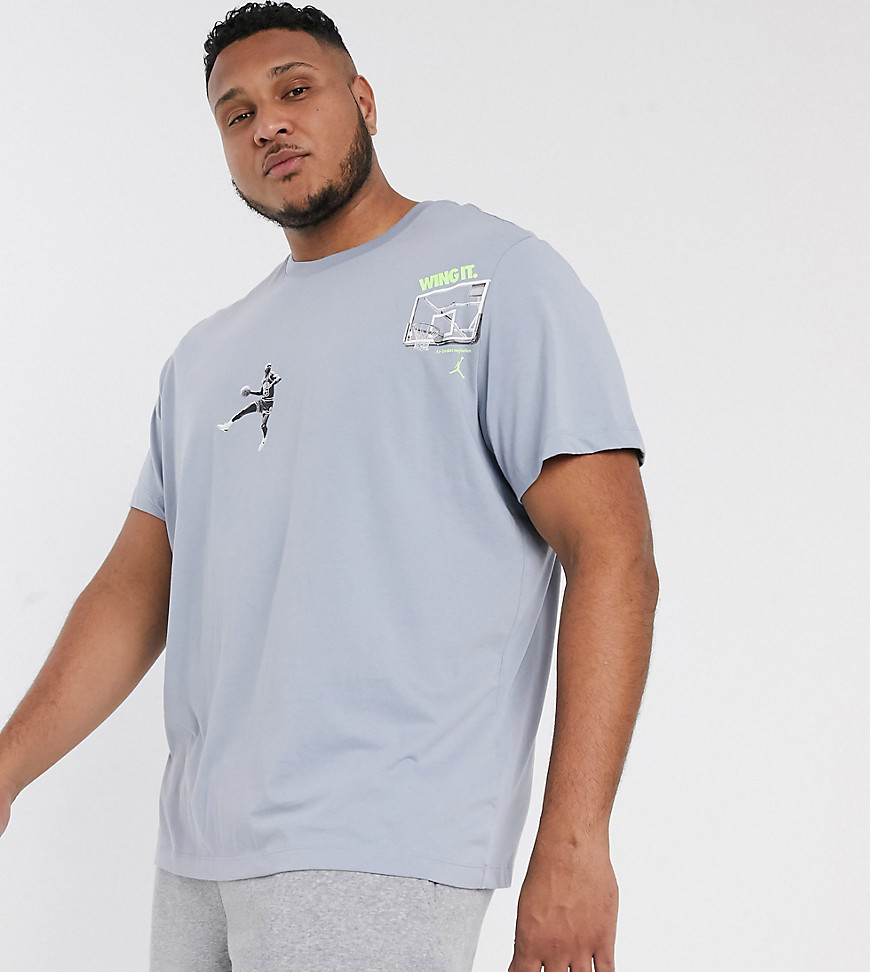 Nike — Jordan Plus — Grå T-shirt med Wing It-tekst