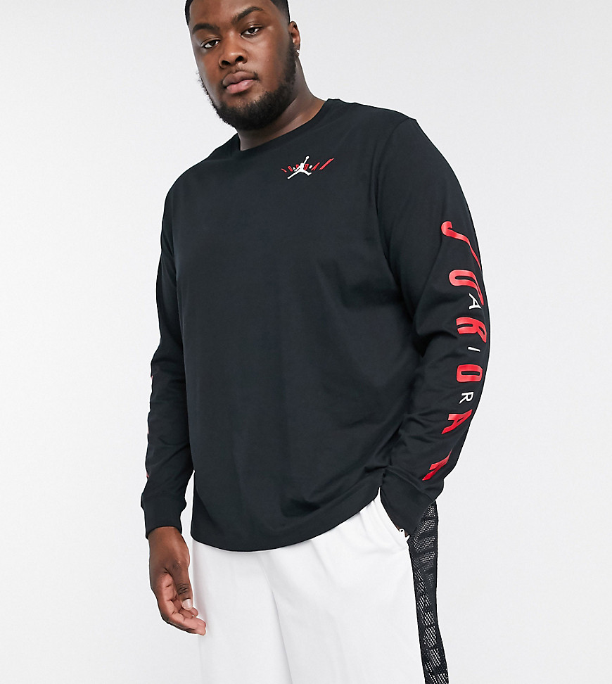 Nike Jordan Plus - Jumpman - T-shirt a maniche lunghe nera con logo-Nero