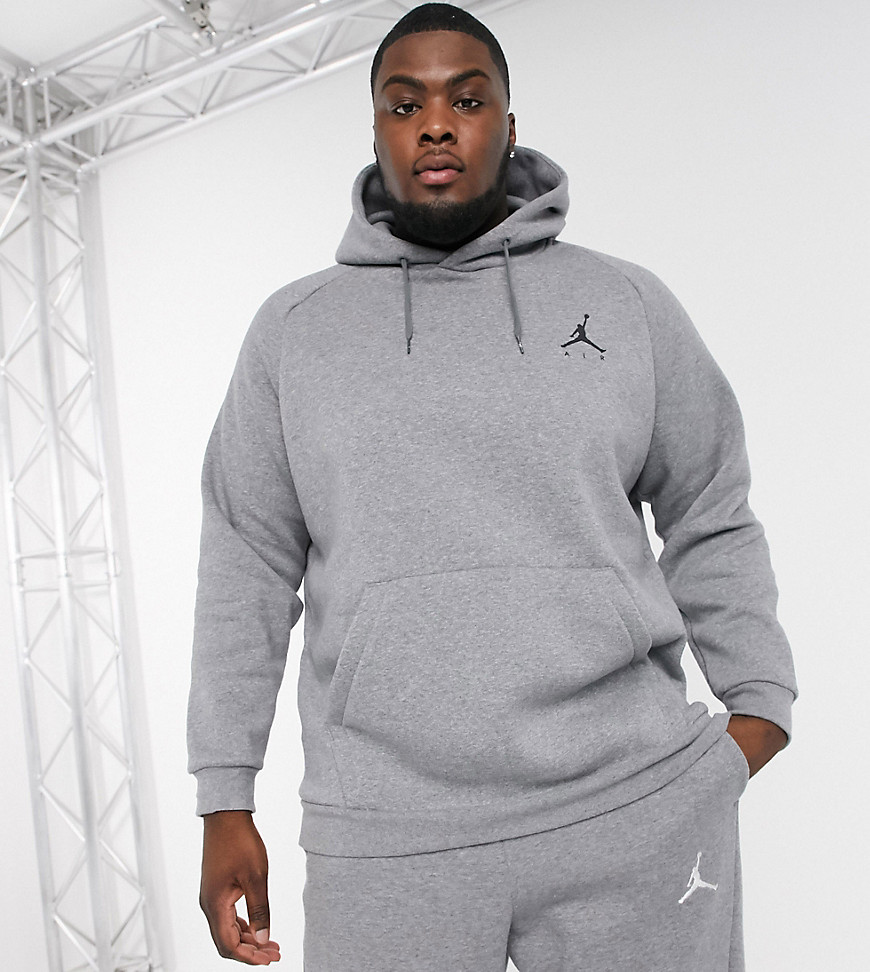 Nike – Jordan – Plusstorlek – Grå huvtröja med Jumpman-logga
