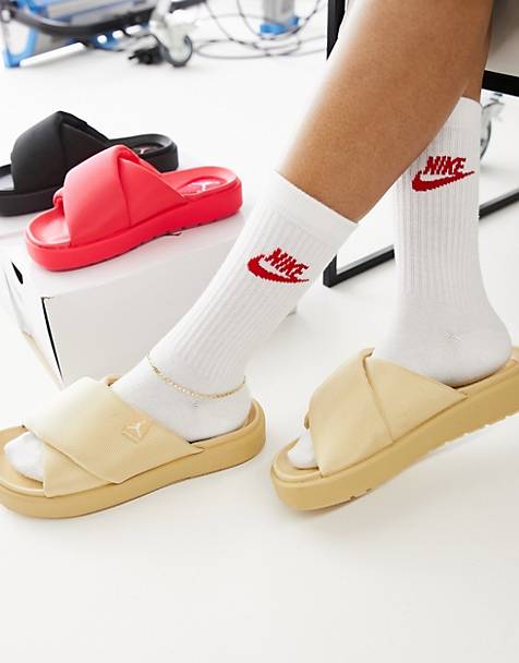 Nike Jordan Sophia platform sliders in sesame