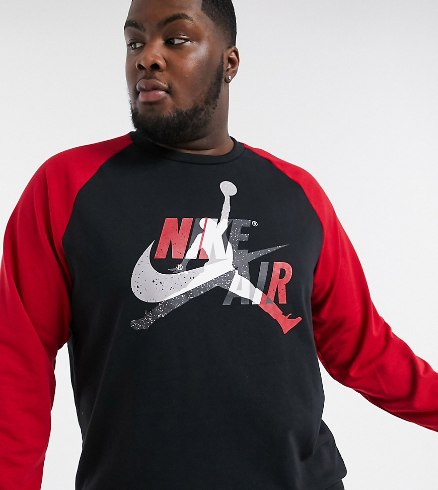 Nike — Jordan — Sort og rød sweater med rund hals og Plus Jumpman Air-logo