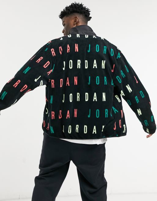 Nike Jordan Sport DNA all over logo print fleece zip through in black