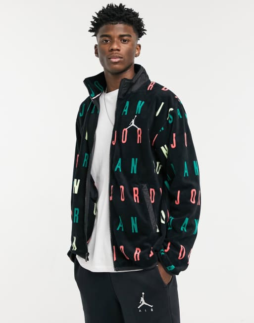 Nike Jordan Sport DNA all over logo print fleece zip through in black