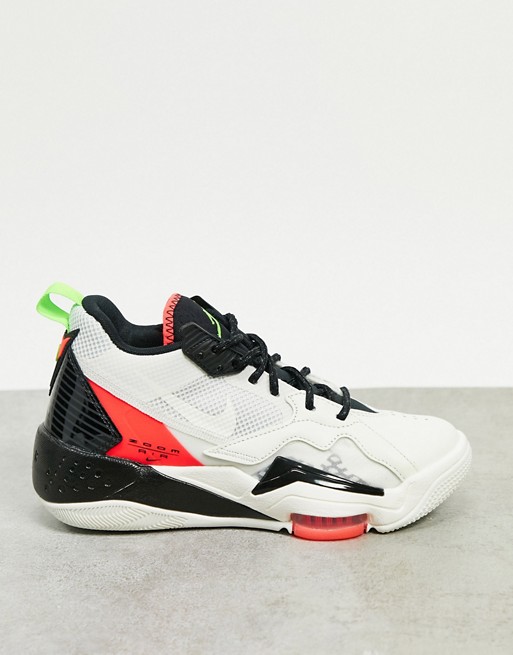 Jordan Zoom 92 white red and green trainers