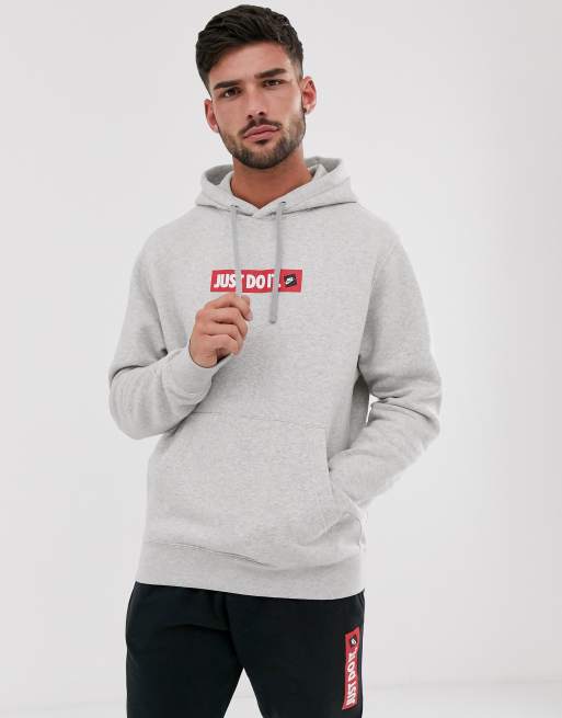 Nike Just Do It block logo hoodie in grey