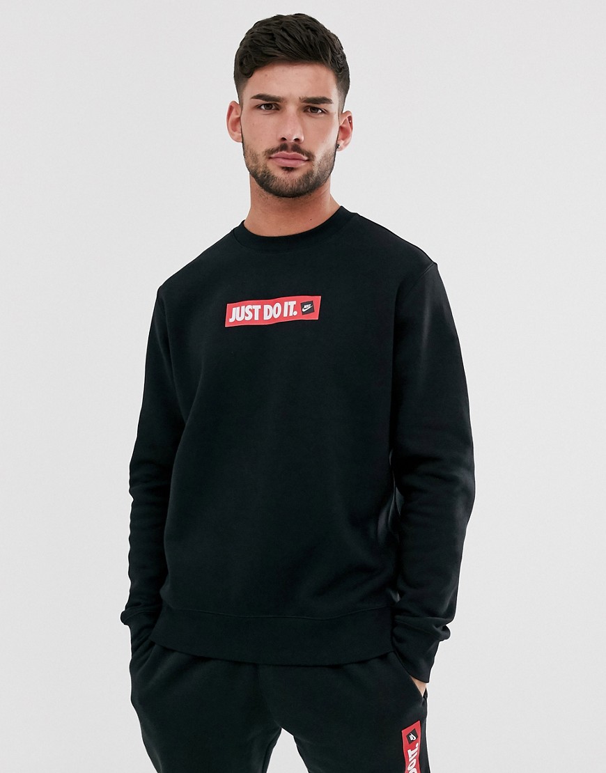 Nike Just Do It Block Logo Sweatshirt In Black
