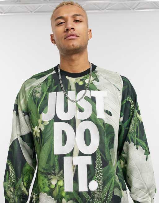 Nike Just Do It crew neck sweat in tropical leaf print ASOS