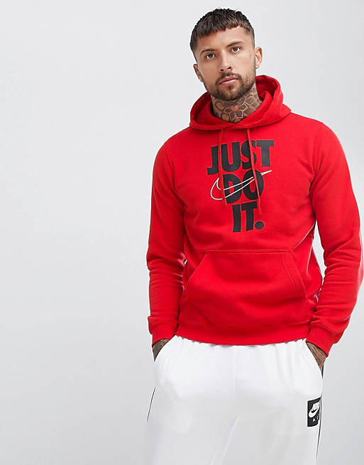 Nike - Just Do It - Felpa rossa con cappuccio | ASOS