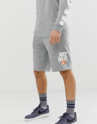 Nike Just Do It Fleece Shorts In Grey 