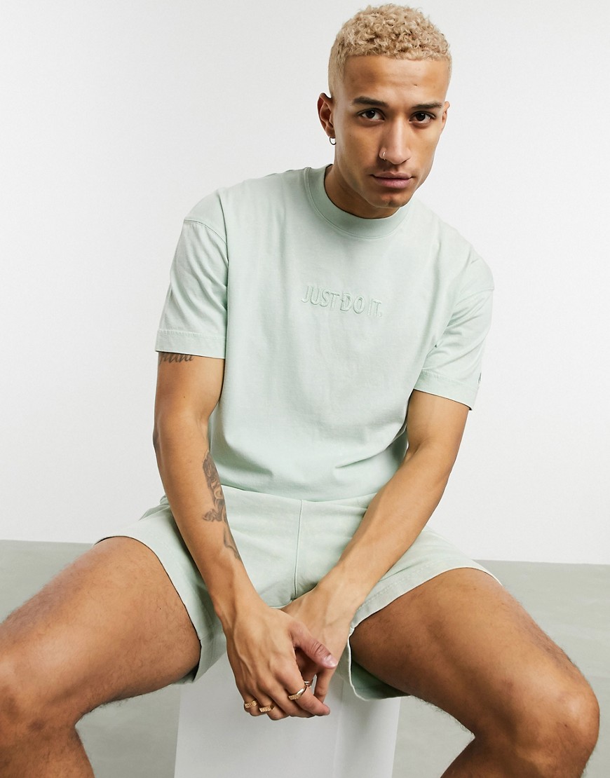 Nike – Just Do It – Grön tvättad t-shirt