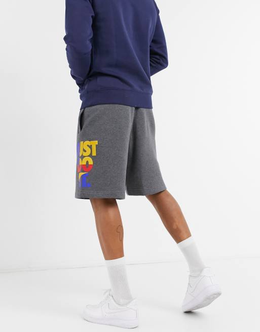 Nike Just Do It HBR logo shorts in charcoal heather