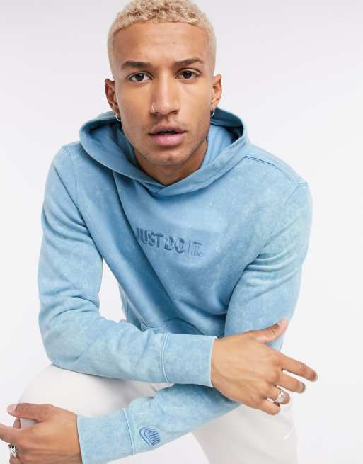 Nike - Just Do It - Hoodie met wassing in blauw
